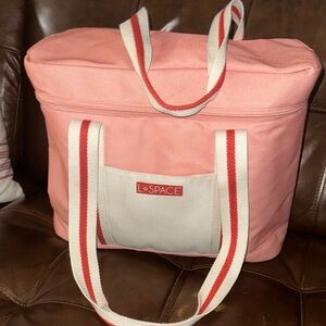 L*Space Pink and Cream Tote Bag- cooler